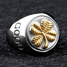 Anillos de trébol de pétalos de corazón para hombre, moda informal, buena suerte, oro, cuatro corazones 2024 - compra barato