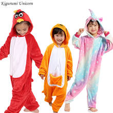 Pijamas de franela de Unicornio para niños y niñas, ropa de dormir de animales, mono de invierno, Kigurumi 2024 - compra barato