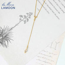 LAMOON винтажное ожерелье из серебра 925 пробы для женщин бриллиант натуральный белый кристалл Длинная подвеска 14K позолоченные изысканные ювелирные изделия LMNI112 2024 - купить недорого