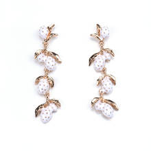 2020 New ZA Fashion Enamel Strawberry Long Drop Earrings Women Metal ZA Vintage Dangle Earrings Jewelry Korean Dangle Earring 2024 - buy cheap