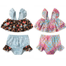 Summer Kids Girl Bikini Set 2020 Summer Fish Scale Tops+Shorts Outfits Swimwear Beach Bathing Suit Two Piece Swimming Costume 2024 - buy cheap