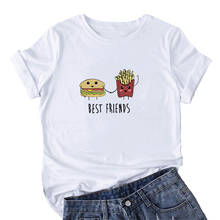 Camiseta de algodão engraçada para mulheres melhores amigos, camisetas femininas, manga curta, camiseta gráfica, para mulheres, branca 2024 - compre barato