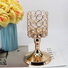 IMUWEN-portavelas con cristales de Metal, candelabro grande chapado en oro, centro de mesa de boda, decoración romántica para el hogar, IM745 2024 - compra barato