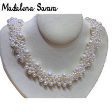 MADALENA SARARA-collar de perlas de agua dulce AAA de 3-9mm, varias filas, collar de perlas blancas naturales, joyería para mujer 2024 - compra barato