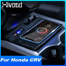 Hivotd-cargador inalámbrico QI para coche, placa de carga rápida para teléfono móvil, accesorios de modificación Interior para Honda CRV 2019 2020, 15W 2024 - compra barato