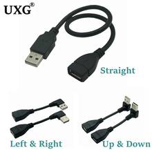 USB 2,0 A штекер-гнездо 90 Угловой фотокабель USB2.0 штекер-гнездо правый левый Вниз Вверх кабель Шнур 10 см 20 см 40 см 2024 - купить недорого