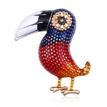 Broches de aves vermelhas toucan para mulheres, broche esmaltado de ouro, broches de animais, broche de metal, acessórios de moda, presentes 2024 - compre barato
