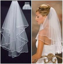 Véu de noiva curto com pente, acessório da moda para mulheres, branco marfim, para casamento 2024 - compre barato