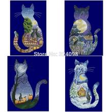 Cat in the moonlight patterns Counted Cross Stitch 11CT 14CT DIY wholesale Chinese Cross Stitch Kits Embroidery Needlework Sets 2024 - buy cheap