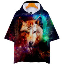 Space Galaxy 3D Wolf Printed Hooded T Shirt Men Women Fashion 3d Hoodie T-shirt Harajuku Streetwear Tshirt Tee Brand Clothes 2024 - buy cheap