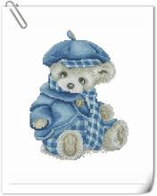 t-WY Top Quality Lovely Counted Cross Stitch Kit counted embroidery cross stitch Teddy Bear in Blue 2024 - buy cheap