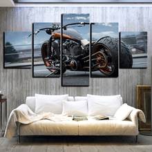 Pôster de luxo retrô para motocicleta, 5 peças, arte da parede, tela hd, pintura a óleo, quadro doméstico, decoração modular moderna, imagem modular para quarto 2024 - compre barato