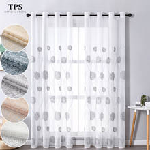 TPS Embroidered Floral Sheer Curtain for Window Tulle Voile Curtain for Kitchen Bedroom Living Room Drape Decor Window Treatment 2024 - buy cheap