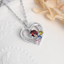 Personalizado cristal cz coração pingente gargantilha colar feminino personalizado birthstone colares corrente jóias presente de aniversário para a mãe 2024 - compre barato