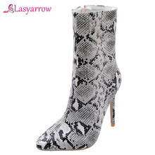 Lasyarrow 2020 new ankle boots for women pointed toe zip super high heels ladies prom boots elegant autumn winter womens boots 2024 - buy cheap