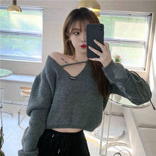 Women's V-neck Short Sweater Autumn and Winter Sweater 2020 Woman Sweaters Femme Chandails Pull Hiver 2024 - buy cheap