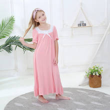 Ночная рубашка для малышей, кружевная ночная рубашка для девочек, белая, розовая ночная рубашка для девочек, милая детская пижама, платья, домашняя одежда на 3-10 лет 2024 - купить недорого