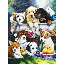 Pintura de diamante "perros" 5D, cuadro completo cuadrado/redondo, bordado de Volledig para decoración del hogar, regalo de animales de dibujos animados 2024 - compra barato