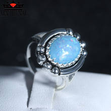 Anel redondo de opala, anel com pedras preciosas coloridas para mulheres, meninas, azul/rosa/branco, opala, estiloso para homens 2024 - compre barato