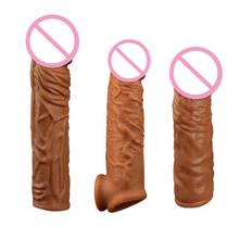 Gagu realista preservativo reutilizável pênis manga alargamento preservativos masculino galo extender vibrador realçador sexo íntimo brinquedos para homem 2024 - compre barato