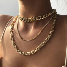Богемное многослойное толстое ожерелье с цепочками для женщин и мужчин, золотистый кубинский массивный чокер в стиле панк, ошейник, готические аксессуары для ювелирных изделий 2024 - купить недорого