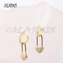 3Pairs Zircon heart  shape  Gold  lock earrings Gift for lady tiny heart Crystal earrings wholesale earring 50816 2024 - buy cheap