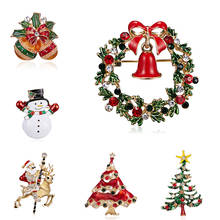 Retro Christmas Series Brooch Pin Christmas Tree Garland bell Snowmen Santa Claus Rhinestone Brooch Coat Decoration Jewelry Gift 2024 - buy cheap