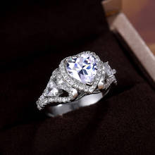 Novo estilo fashion anel de zircão incrustado amor presente de aniversário de casamento para namorada joias 2024 - compre barato