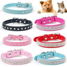 Colorful Row Rhinestones Decor Soft PU Leather Dog Puppy Pet Collars Small Dog Collar Puppy Accessories Dog Collars Harnesses 2024 - buy cheap