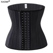 Yagimi 100% cinta modeladora feminina, espartilho modelador de corpo em látex com bainha para emagrecimento, para modelar a cintura da barriga, 25 peças de espinhas de aço 2024 - compre barato