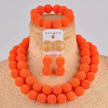 Europe and America simulated pearl sets oarnge african beads jewelry set Nigerian wedding necklace ZDS02 2024 - buy cheap