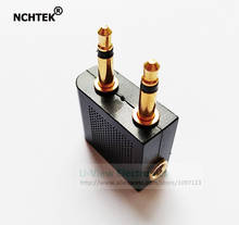 NCHTEK GOLDEN Plated 3.5mm To 2 x 3.5mm Airline Airplane Headphone Audio Adapter Converter/Free Shipping/5PCS 2024 - buy cheap