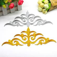 Iron On Appliques Gold Embroidered Budges Appliqued Gold Metallic Patches 3D Floral Cosplay 21cm*9cm 2024 - buy cheap