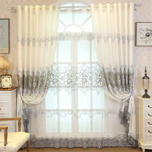 Cortina de tule peônia bordado branco, para quarto sala de estar janela de luxo alta qualidade cortina pronta fabricação 2024 - compre barato