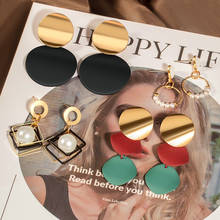 2020 New Fashion Drop Earrings For Women Golden Color Round Ball Geometric Earrings For Party Wedding Gift Wholesale Ear Jewelry 2024 - buy cheap