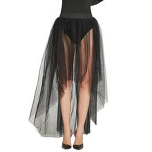 Black See Through Asymmetrical Tulle Front Short Back Long Sexy Skirt Burlesque Pettiskirt Night Club Party Skirts Womens Summer 2024 - buy cheap