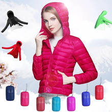 Casaco portátil outwear inverno sólido mulheres parka casacos com capuz quente jaqueta feminina ultra leve para baixo pato branco para baixo manga longa 2024 - compre barato