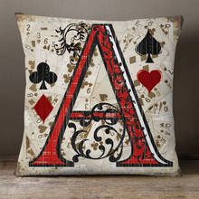 Capa de almofada decorativa hearts spadas poker, capa de almofada decorativa para casa, linho bege branco de poliéster, 45x45cm 2024 - compre barato