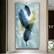 Modern Watercolor Abstract Poster Wall Art Canvas Painting Blue Feather Picture Posters And Prints For Home Decor Cuadros 2024 - buy cheap