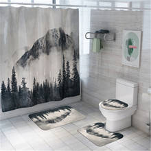 4Pcs/set Bathroom Mat Set Non-slip Mountain Scenery Bath Mat Coral Fleece Shower Curtain Floor Mat Washable Bathroom Toilet Rug 2024 - buy cheap