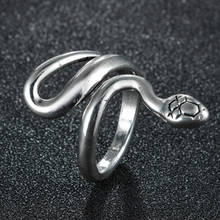 Anel de cobra punk retrô para homens e mulheres, anel masculino de cor prateada ajustável com abertura 2024 - compre barato