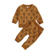 0-24M Fashion Newborn Baby Girl Boy Long Sleeve Sweatshirt Top + Pants Outfits 2Pcs Sun Printed Clothing Set 2024 - buy cheap