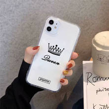 JAMULAR Cute King Queen Clear Couple Case For iPhone 7 11 12 13 Pro Max XS SE20 XR X 8 6 Plus Crown Print Soft Phone Cover Capa 2024 - buy cheap