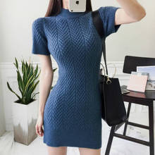 new arrival comfortable knit bouncy slim warm dress temperamental causal solid high quality basic cute mini pencil dress 2024 - buy cheap