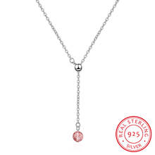 Hot Fashion Natural Strawberry Crystal Moonstone Bead Tassel Necklace For Women 925 Sterling Silver Necklace S-N279 2024 - buy cheap