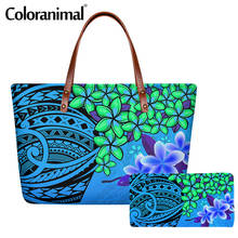 Coloranimal Tribal Polynesian Plumeria Printed Tote Handbag for Women 2Pcs/Set Shoulder Bag&Purse Big Storage Crossbdoy Bag 2020 2024 - buy cheap