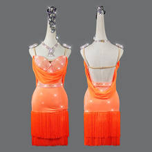 Женское платье для латиноамериканских танцев, с блестящими кристаллами и бахромой 2024 - купить недорого