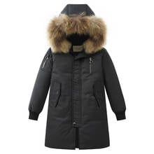 2020 Boys Long Big Fur Collar Down Jackets Children Winter Outdoor Hooded Windproof Warm Down Coats Kids White Duck Down Jacket 2024 - buy cheap