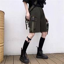 cargo shorts korean Harajuku Women's Clothing Couple streetwear big pockets casual ribbon high waist Capris Women Unisex summer 2024 - buy cheap