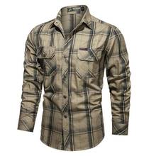 Men's Spring Autumn Long-sleeved Striped Shirt Military Uniform Outdoor Shirt Men Cotton Plaid Shirt Casual Oversized 2024 - buy cheap